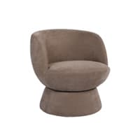 Brauner, runder Sessel mit gepolsterter Rückenlehne und Sitzfläche