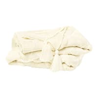 Gefaltete beigefarbene Decke mit Quasten