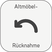 Altmöbel-Rücknahme – Symbol mit gebogenem Pfeil nach links
