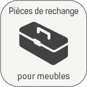 Pièces de rechange pour meubles – Icône de boîte de rangement fermée, vue de trois quarts