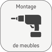 Montage de meubles – Icône de perceuse illustrant un service d’assemblage de mobilier