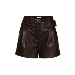 Short marron foncé taille haute avec ceinture large à boucle et plis sur le devant