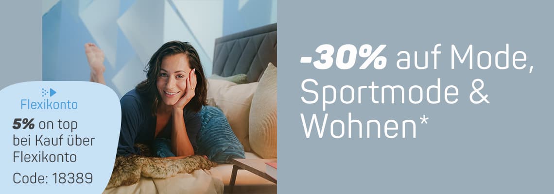 -30 % auf Mode, Sportmode & Wohnen, 5% on top bei Kauf über Flexikonto Code: 18389 – Person liegt auf dem Bett, Kopf auf Kissen