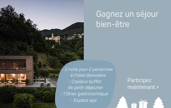 Gagnez un séjour bien-être – Hôtel entouré de collines verdoyantes, 2 nuits, buffet petit-déjeuner, dîner gastronomique, espace spa
