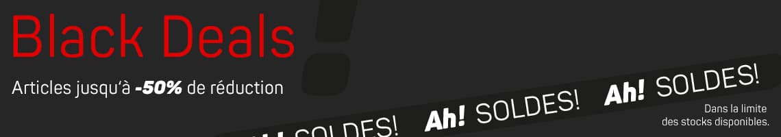 Black Deals – Artikel bis zu -50% reduziert. Ah! SALE! Solange Vorrat reicht. Schwarzer Hintergrund mit roter und weißer Schrift.