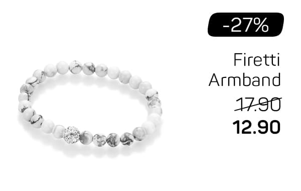 -27 % Firetti Armband 12.90 – Weißes Perlenarmband mit einem glitzernden Kugelanhänger