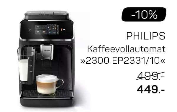 -10 % Philips Kaffeevollautomat 2300 EP2331/10 für 449 statt 499 – Kaffeevollautomat mit Tasse Milchkaffee