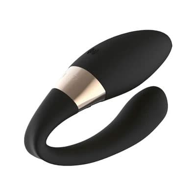 Schwarzer automatischer Lockenstab mit roségoldenen Akzenten auf weißem Hintergrund.