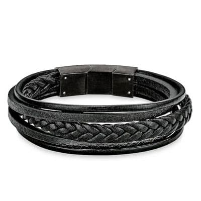 Schwarzer automatischer Lockenstab mit roségoldenen Akzenten auf weißem Hintergrund.