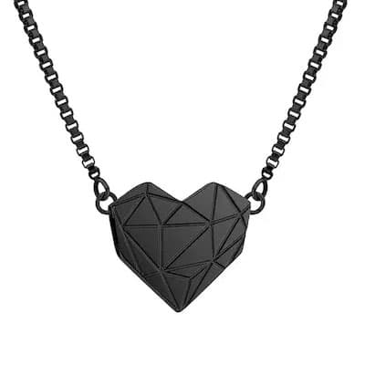 Schwarze Halskette mit geometrischem Herzanhänger