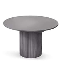 Runder grauer Tisch mit breitem, gerilltem Sockel
