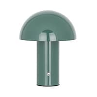 Grüne Pilz-Tischlampe mit rundem Schirm und zylindrischem Fuß