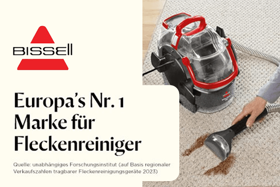 Europas Nr. 1 Marke für Fleckenreiniger – Hand reinigt Teppich mit Bissell-Gerät