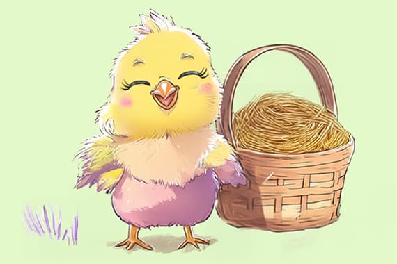 Frau mit langen, lockigen Haaren trägt Hasenohren und hält etwas vor ihr Gesicht. Hintergrund mit Blumen und Regal.