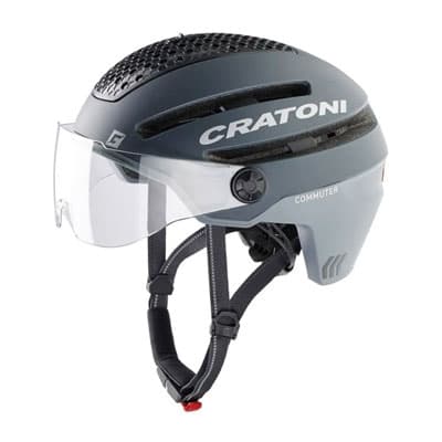 CRATONI Commuter Fahrradhelm in Grau mit klarem Visier und verstellbarem Kinnriemen