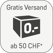 Gratis Versand ab 50 CHF – Symbol eines Pakets mit Aufdruck 0.–