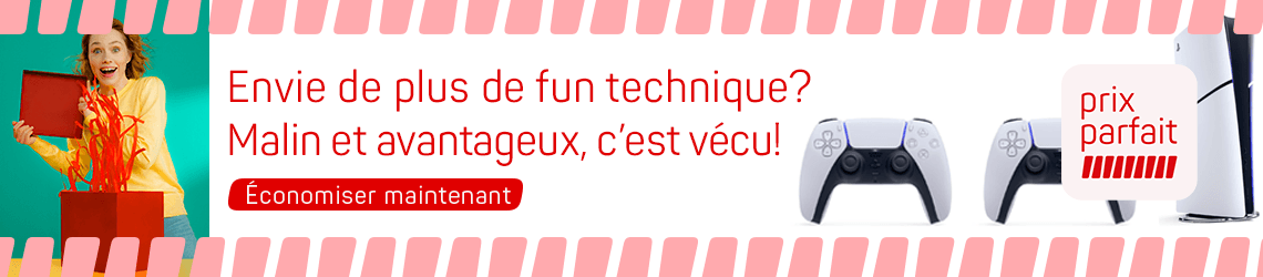 Envie de plus de fun technique? Malin et avantageux, c’est vécu! – Promo consoles et manettes de jeu, bouton Économiser maintenant